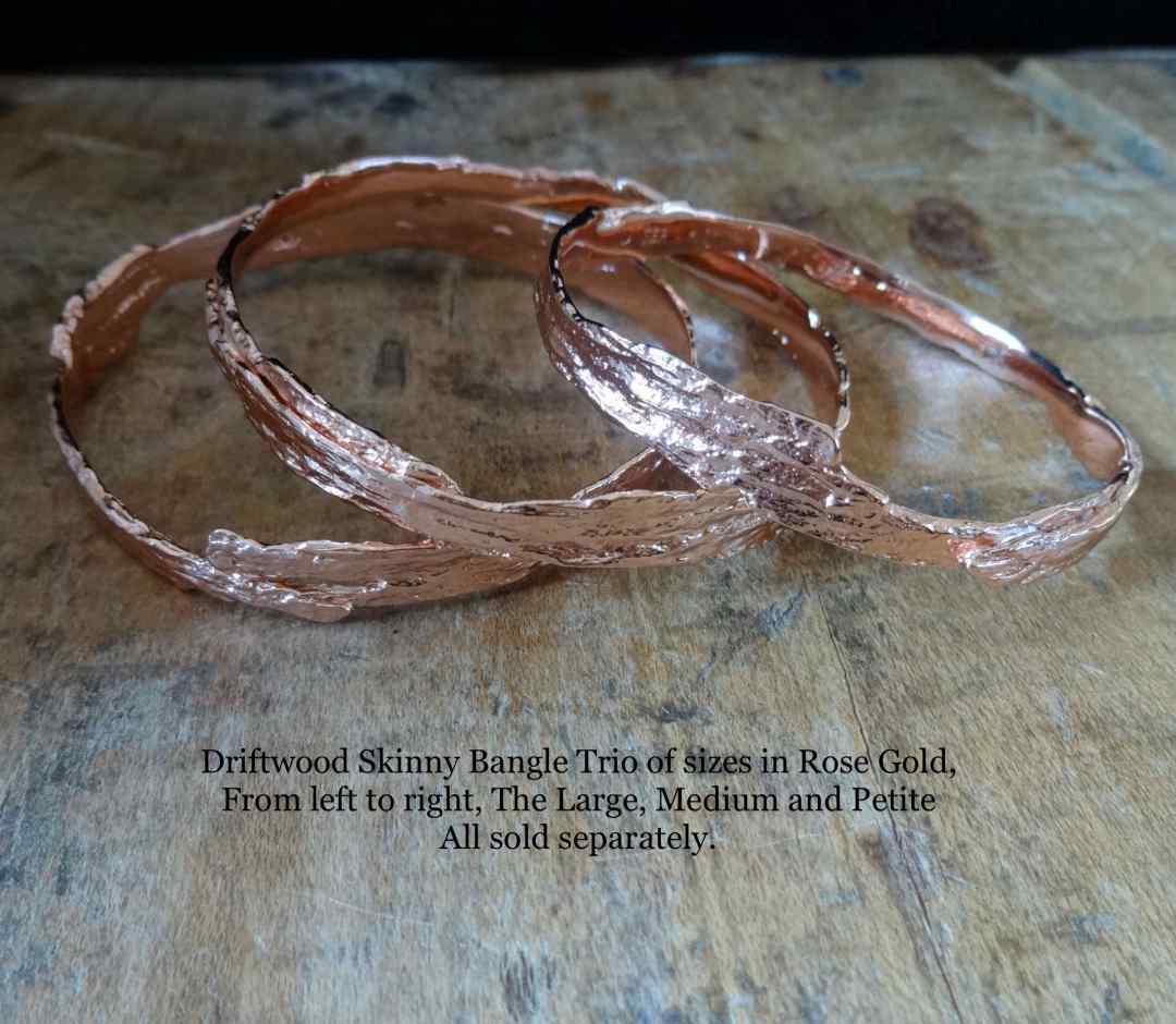 Driftwood Skinny Bangle in Medium, Gold Rose Gold, Silver 