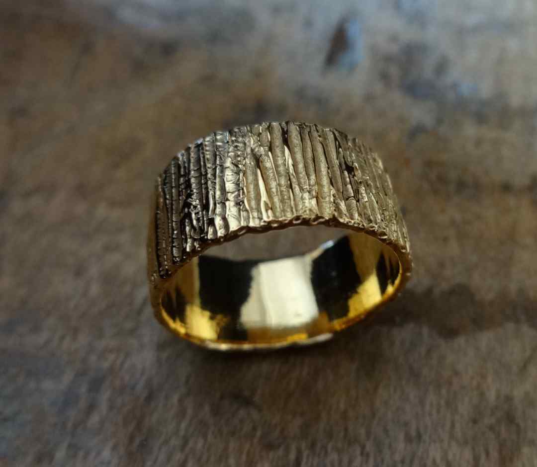 Bark Chunky Ring Stacker Layer TER Gold silver Rose