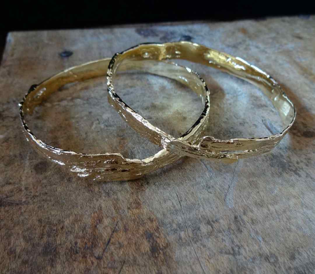 driftwood Skinny Bangle in Large, Gold Rose Gold, Silver 