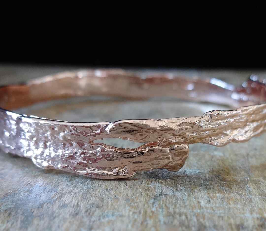 Driftwood Skinny Bangle in Large, Gold Rose Gold, Silver 