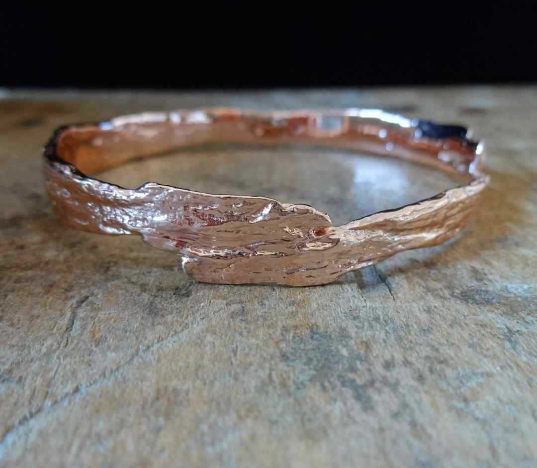 Driftwood Skinny Bangle in Large, Gold Rose Gold, Silver 