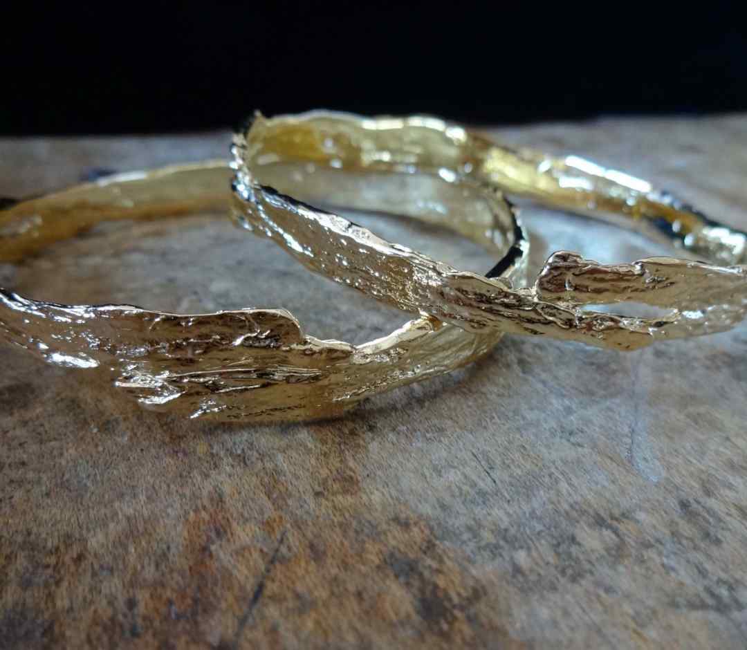 Driftwood Skinny Bangle in Large, Gold Rose Gold, Silver 