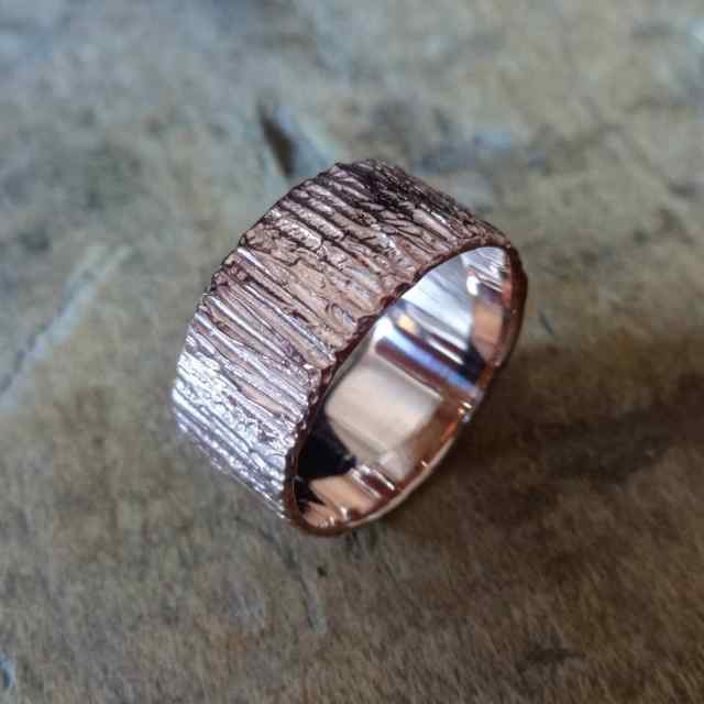 Bark Chunky Ring Stacker Layer TER Gold silver Rose