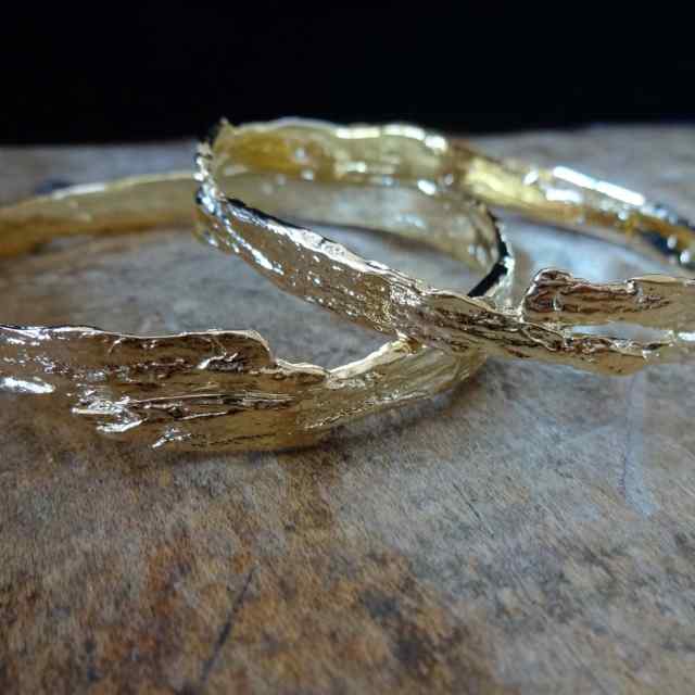 Driftwood Skinny Bangle in Large, Gold Rose Gold, Silver 